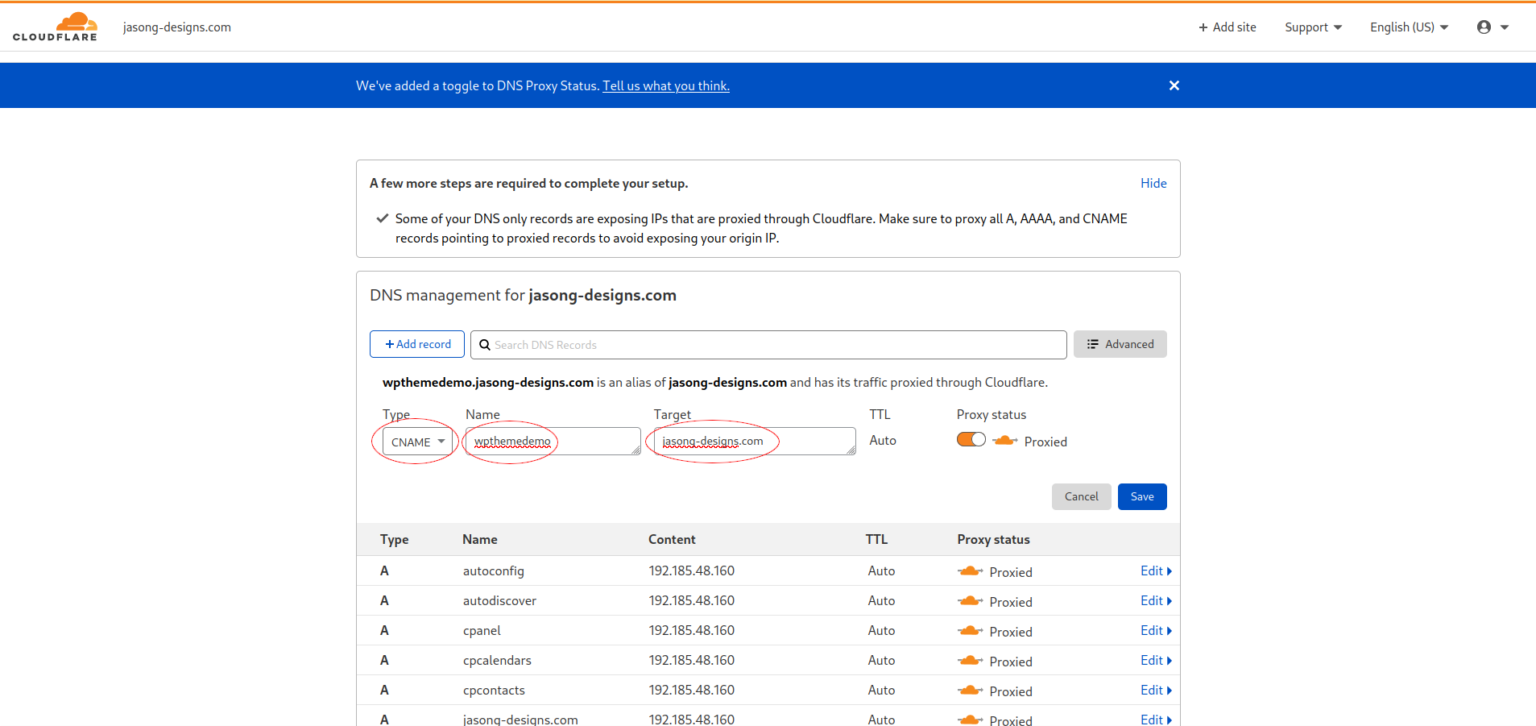 add subdomain record cloudflare